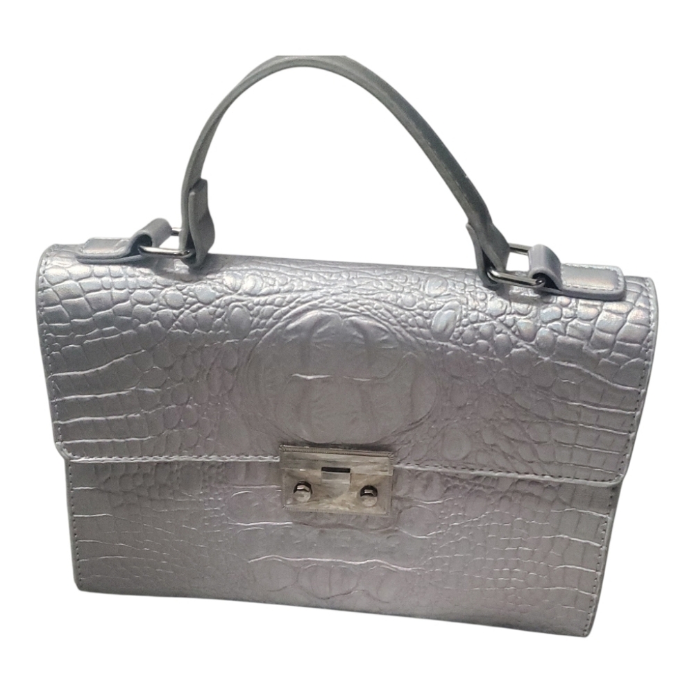 Elegant Silver Embossed Satchel